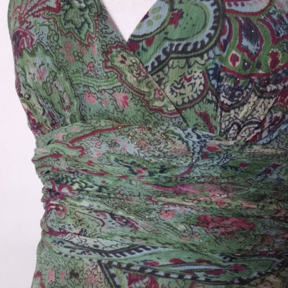 Suzie Chin Silk Halter Dress Empire Waist - Picture 6 of 9
